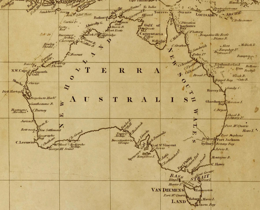 Terra Australis map, circa 1829